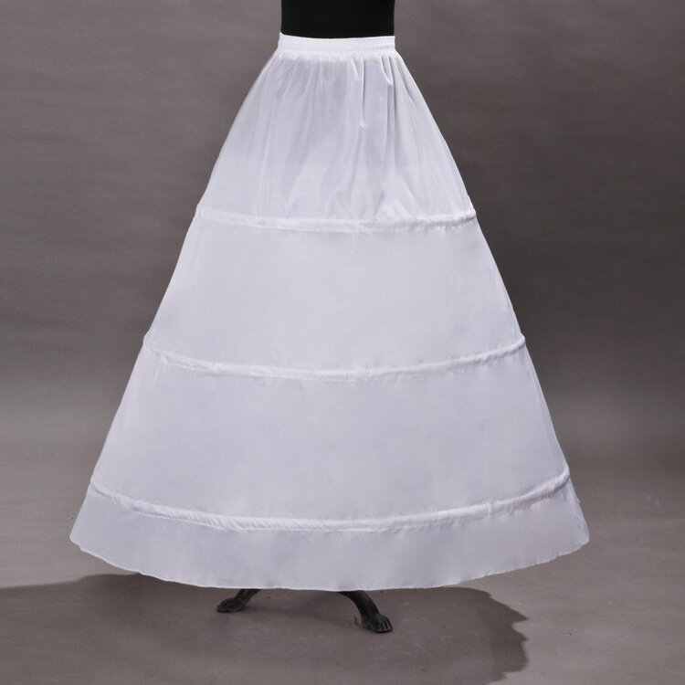 ثوب نسائي زفاف أبيض ، 3 طبقات ، خاتم فولاذي ، حزام مطاطي ، إكسسوارات الزفاف ، تنورة داخلية