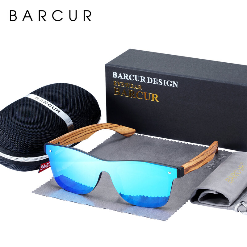 BARCUR-Gafas de sol de lujo para hombre y mujer, lentes de madera con protección UV400, cuadradas, vintage, de moda