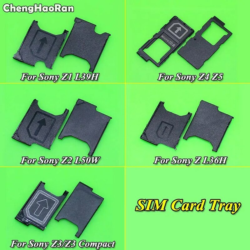 ChengHaoRan 2pcs/lot SIM Card Tray Holder Slot Socket Adapter Module For Sony Xperia Z L36H Z1 L39h Z2 L50w Z3 Z3 Compact Z4 Z5