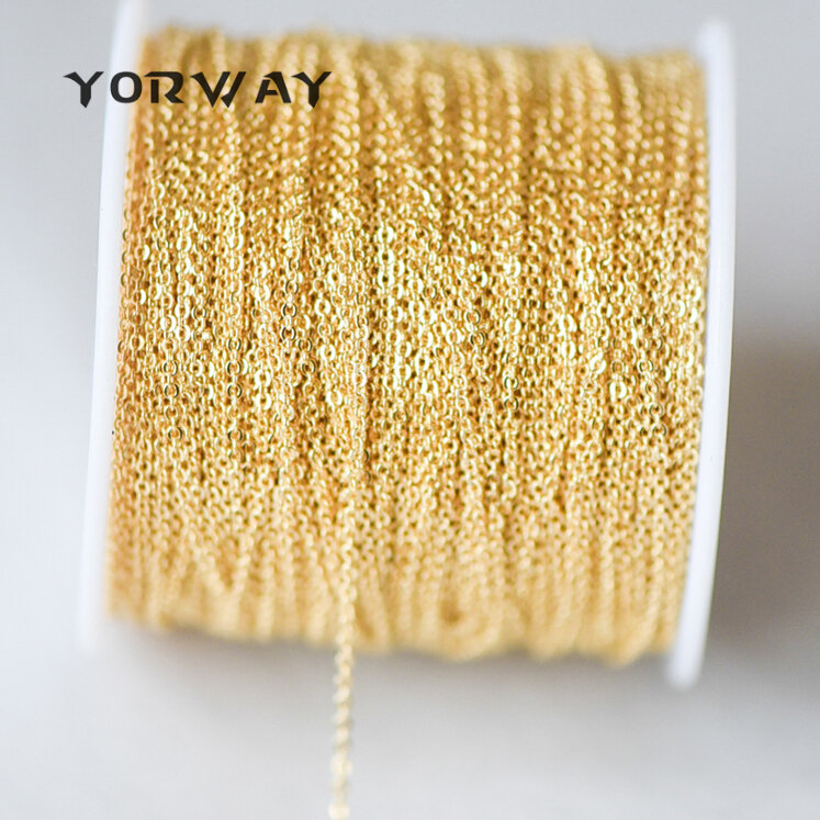 Dainty ouro chapeado latão cabo correntes, pequena corrente de cabo oval atacado, 1.2/ 1.6/ 1.8/ 2/ 3mm multi tamanhos (# LK-106)/ 1 metro