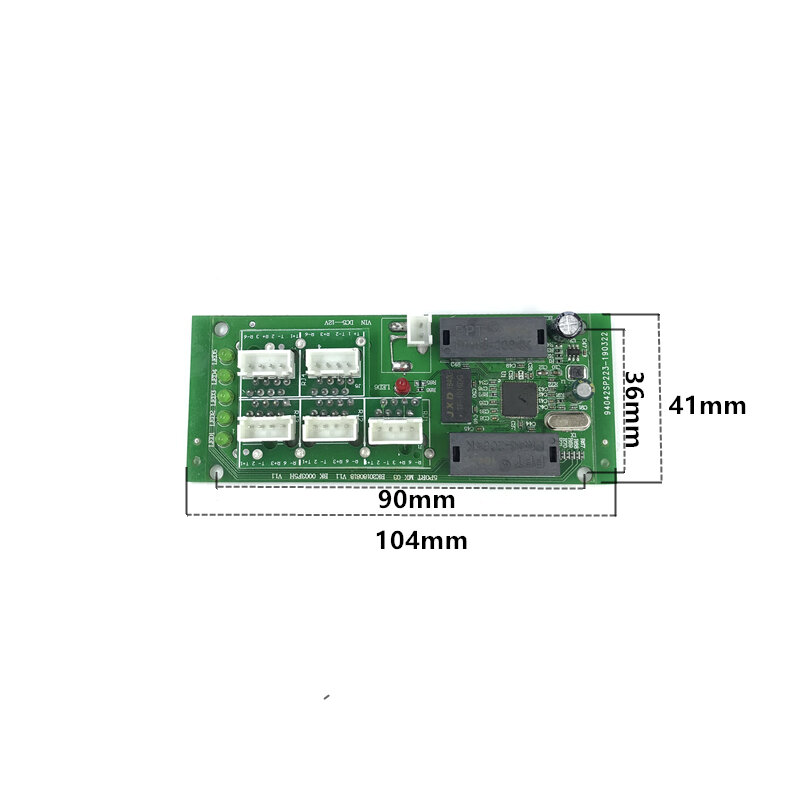 Mini puerto Ethernet de 10/100mbps, concentrador de red lan, placa de interruptor de dos capas pcb 5 rj45 5V 12V, directo de fábrica OEM