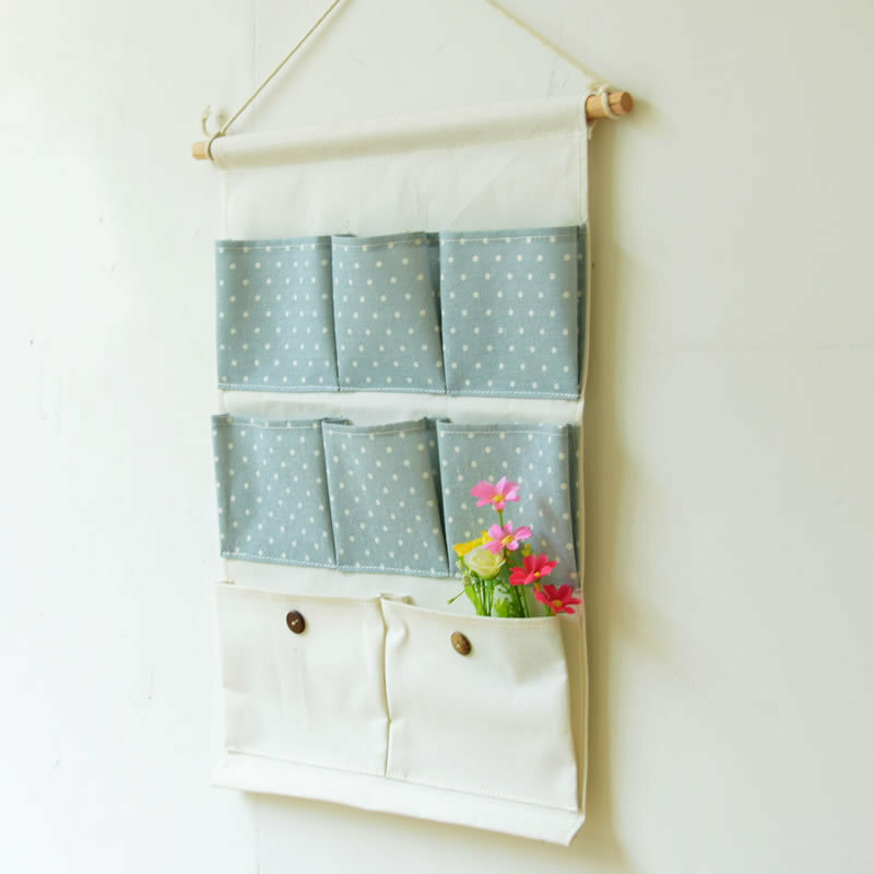 home  8 Pocket canvas Hanging Wall l Storage Hanging Bag home door bag bedroom fresh  Fabric Decoration