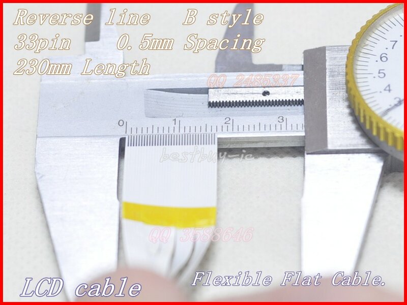 0.5mm 간격 230mm 길이 + 33 핀 B/후진 LCD 케이블, FFC 플렉시블 플랫 케이블 33P * 0.5B * 230MM