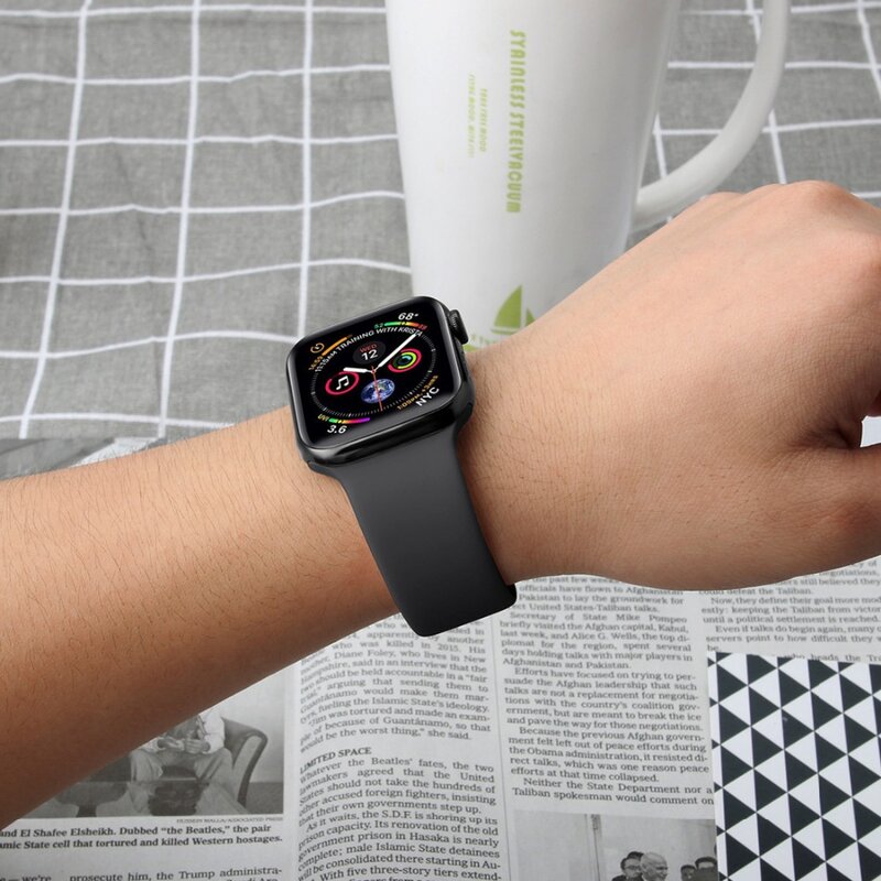 Esporte Silicone faixa de relógio Cinta Para Apple 38mm 42mm iwatch 4 banda 44 mm 40mm 3 pulseira watch correas Pulseira Acessórios