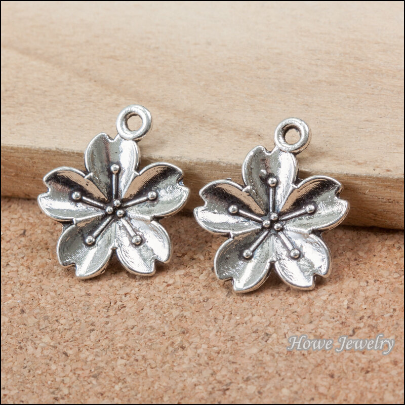 90pcs  vintage  flower  charm   Antique silver  Pendant  DIY European Style Jewelry Making  B268