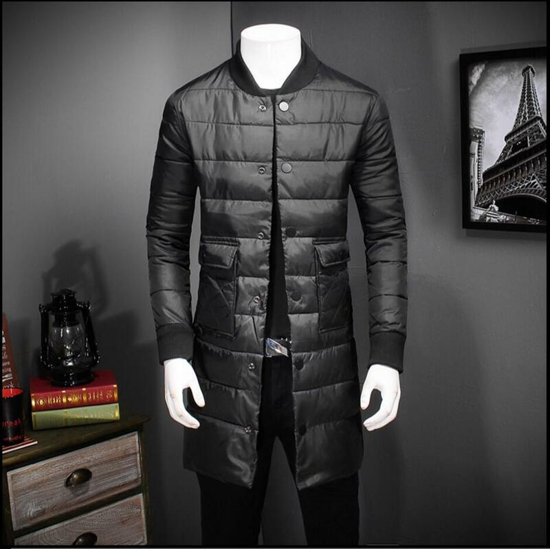 새로운 인쇄 코튼 코트 남성 겨울 스탠드 칼라 긴 섹션 코트 청소년 남성 한국어 버전 따뜻한 코튼 재킷, 패션 의류 2020