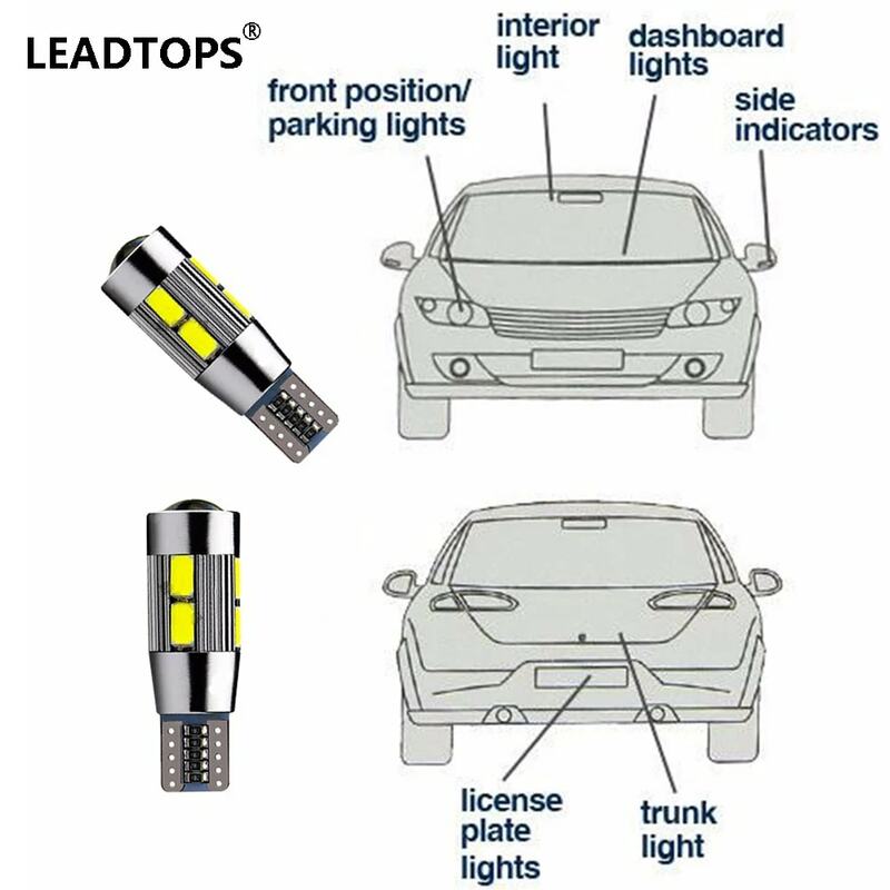 LVTUSI – ampoules de phares de voiture T10 LED, Signal blanc AC, T10 W5W 194 10 SMD 5730, pour parking, 10 pièces