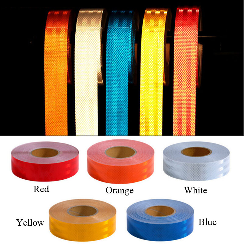 Roadstar 50mm X5m Safety Mark Reflective Tape Colorful Lattice Reflective Film 6 Colors Car Styling Self-Adhesive