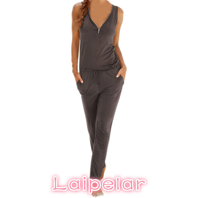Sexy Mouwloze Overalls Outfits V-hals Strand Zomer Vrouwen Mode Jumpsuits Lange Overalls Jumpsuit Plus Size LX341