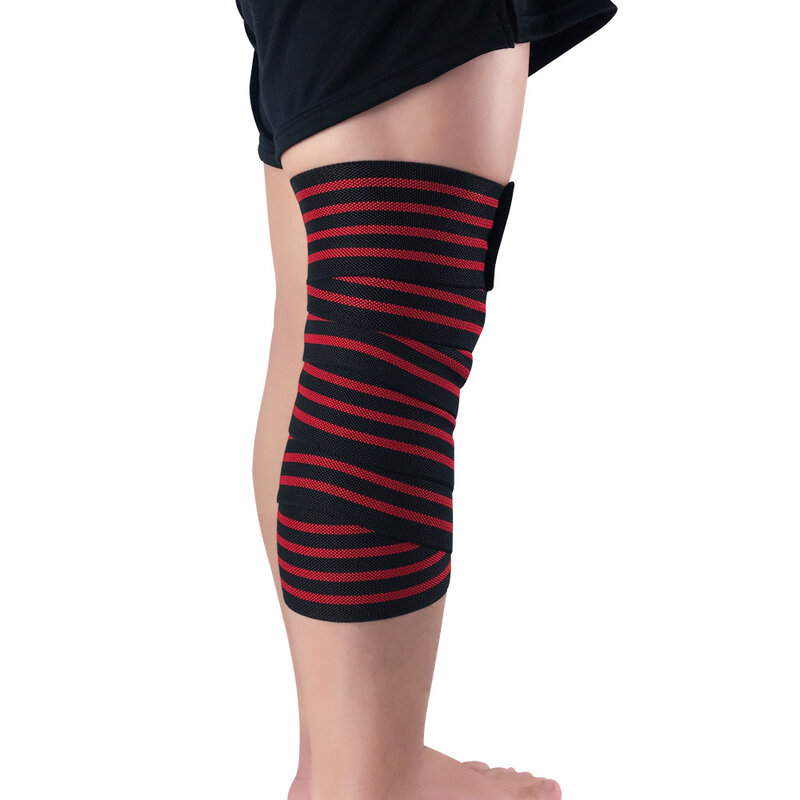 Esportes joelho almofada listrado padrão bandagem elástica ajustável apoio fitness gym spslf0072