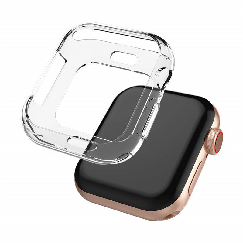 جراب Apple Watch Series 4 ، جراب واقٍ ناعم من مادة TPU ، نحيف للغاية ، عالي الدقة ، شفاف ، ممتص الصدمات ، 40 مللي متر ، 44 مللي متر