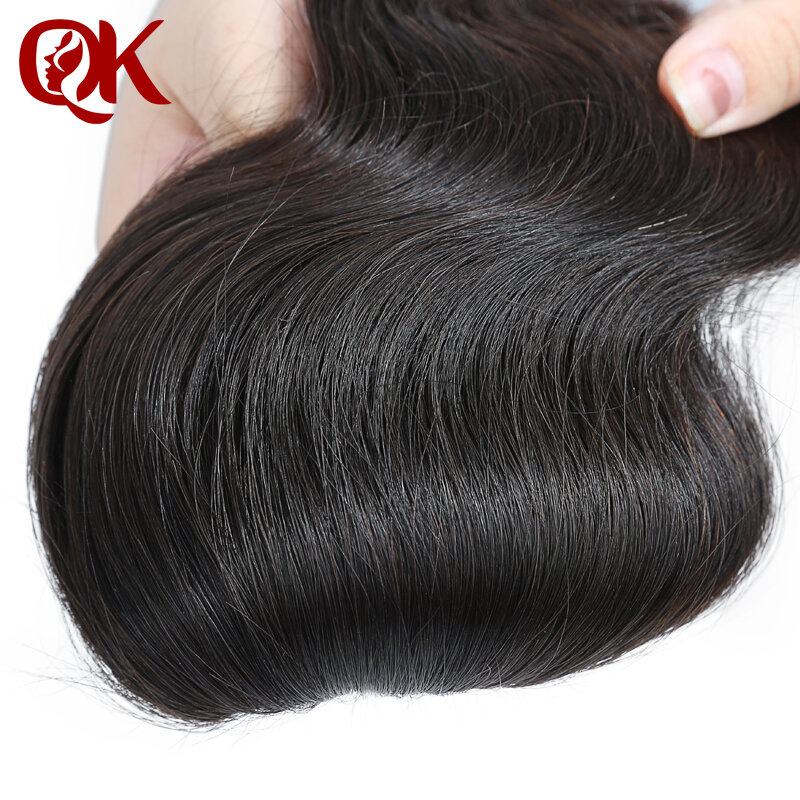 QueenKing Human Hair Bundles With Closure Remy Brazilian Body Wave 3Bundles and Lace Frontal 13x4 Pre-Plucked Hair Line