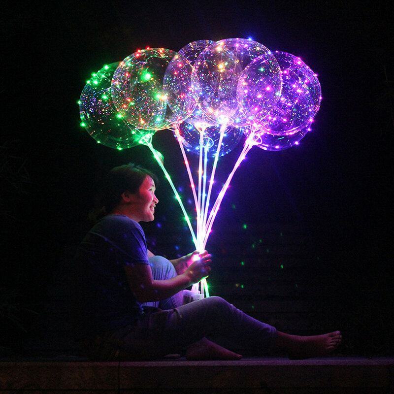 Reutilizável luminoso led balão transparente redondo bolha decoração festa de casamento l0308