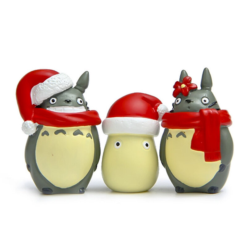 Anime Coal Balls with scarf Totoro Christmas Party Model My Neighbor Totoro Figurine Totoro Briquettes figure with Christmas Hat