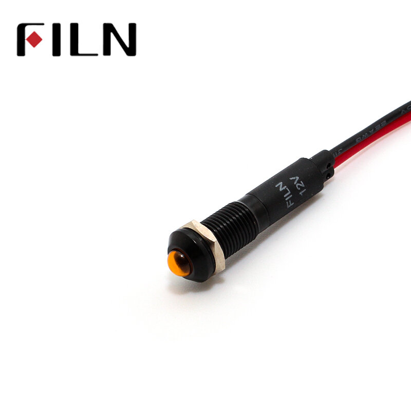 8mm FL1A-8SW-1 đen nhà ở mini lớn lên đầu đỏ màu xanh lá cây màu vàng màu xanh 12 v led inidcator ánh sáng với 20 cm dây