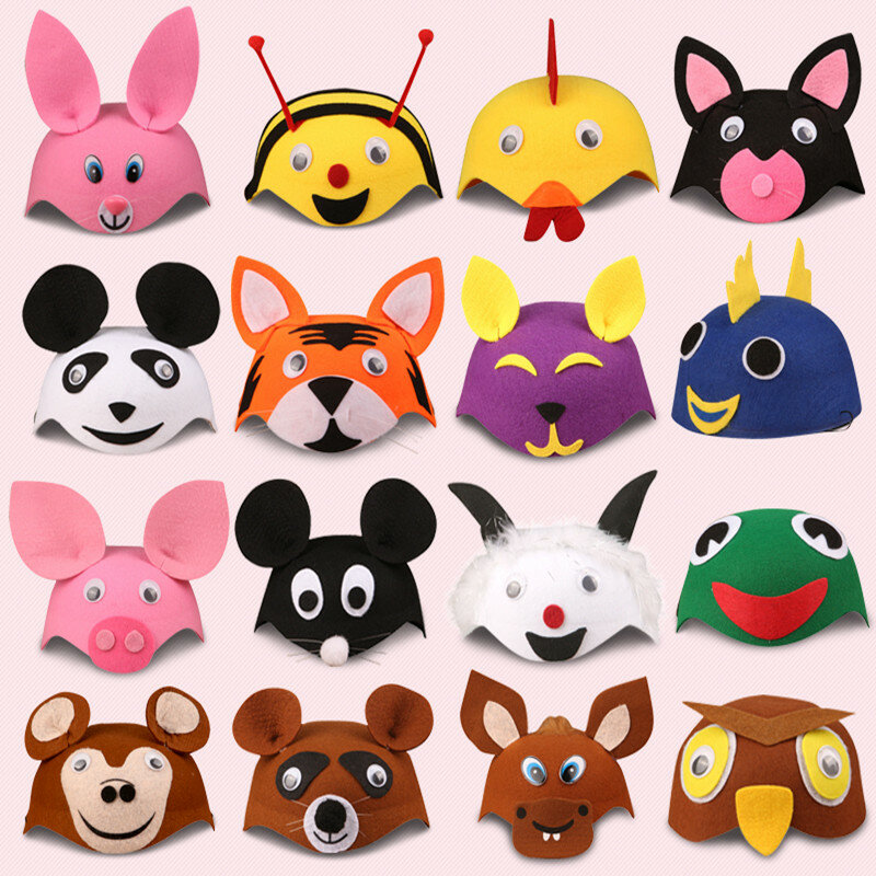Topi Mainan Pesta Anak Topi Hewan Bayi Topi untuk Tutup Kepala Kartun Mainan Main Hadiah Ulang Tahun Topi Kain Bukan Tenunan A032