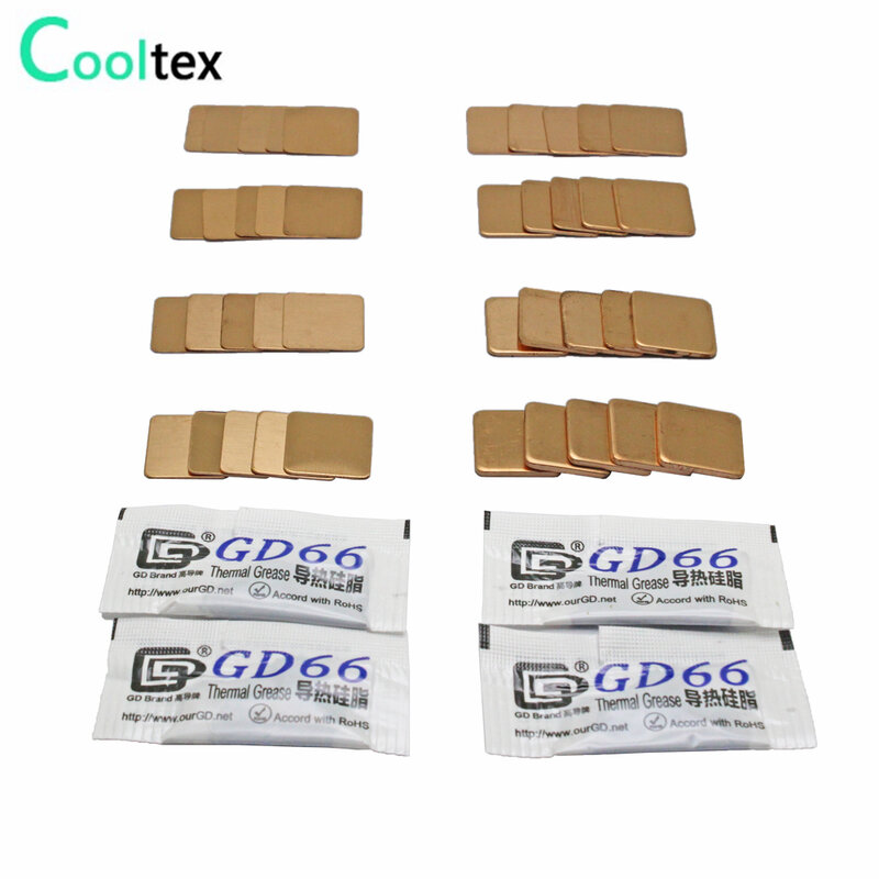 40pcs 8models 15mm x 15mm DIY Copper Shim Heatsink thermal Pad for Laptop GPU CPU VGA Chip RAM Copper sheet cooling