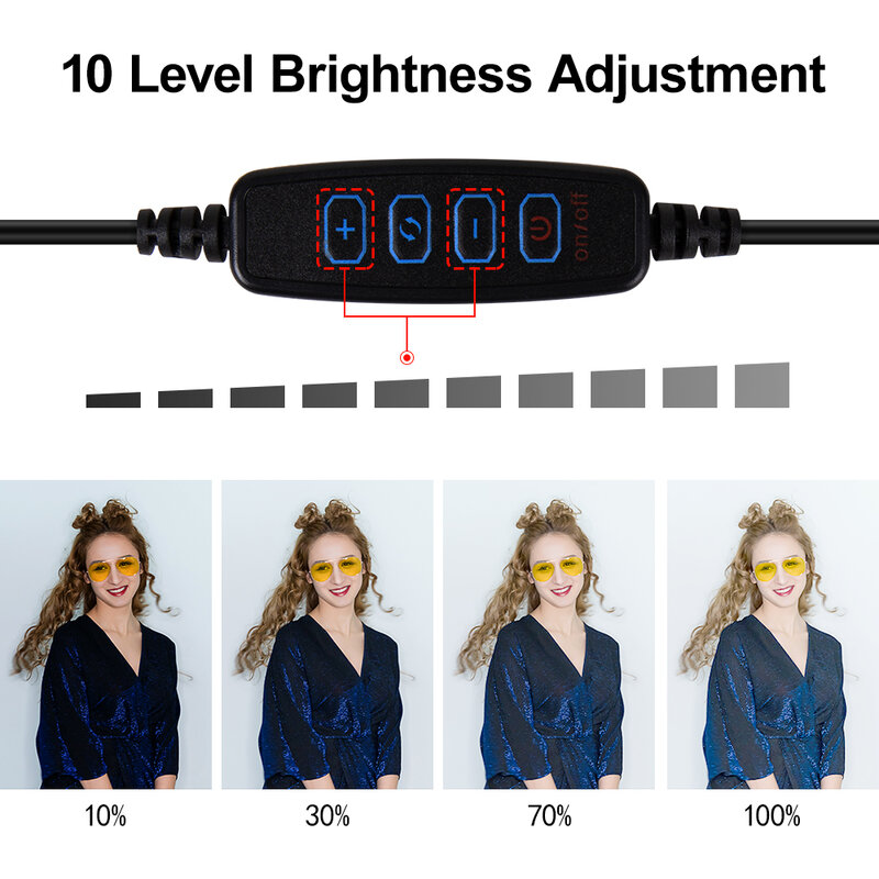 Yizhestudio – anneau lumineux LED 6 "/10", intensité variable, éclairage annulaire pour Studio photo, Selfie, maquillage en direct, avec trépied et Clip de téléphone gratuits