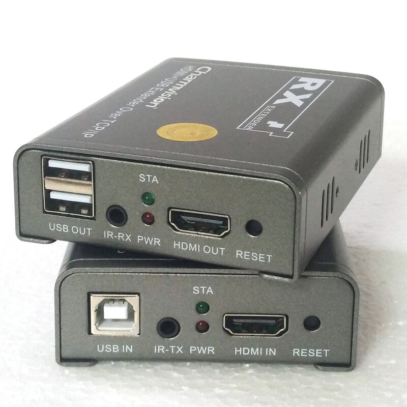 Charmvision IPKVM-120HU 120m 393ft USB HDMI KVM Extender dengan 3.5mm IR Remote kontrol HD 1080P over TCP IP STP UTPcat CAT6 kabel