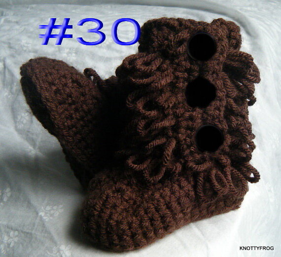 free shipping,Cute Handmade Crochet baby Boots  baby Shoes Newborn Photo Prop  - brown