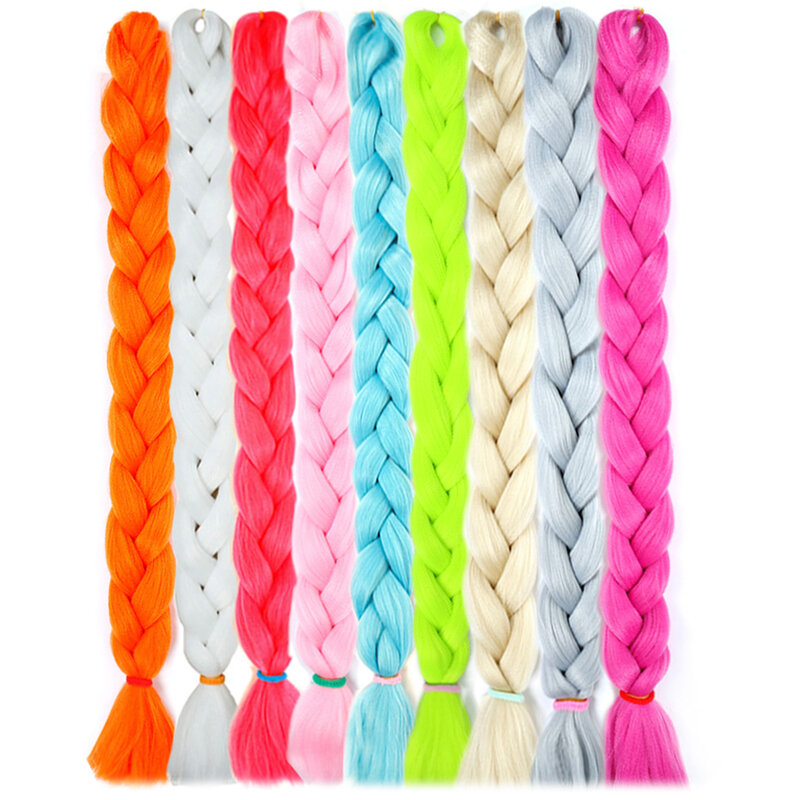 WTB Synthetic Long Jumbo Hair Braids Pink Blue Yellow Pure Color Crochet Braids Hair Extensions High Temperature Fiber 165g/Pack