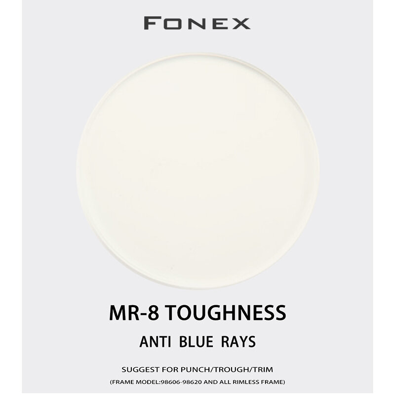 1.61 MR-8 Anti Blue Customized Toughness Thinner Super-Tough Optical Aspheric Anti Blue Light Lenses (for Punch/Trough/Trim)