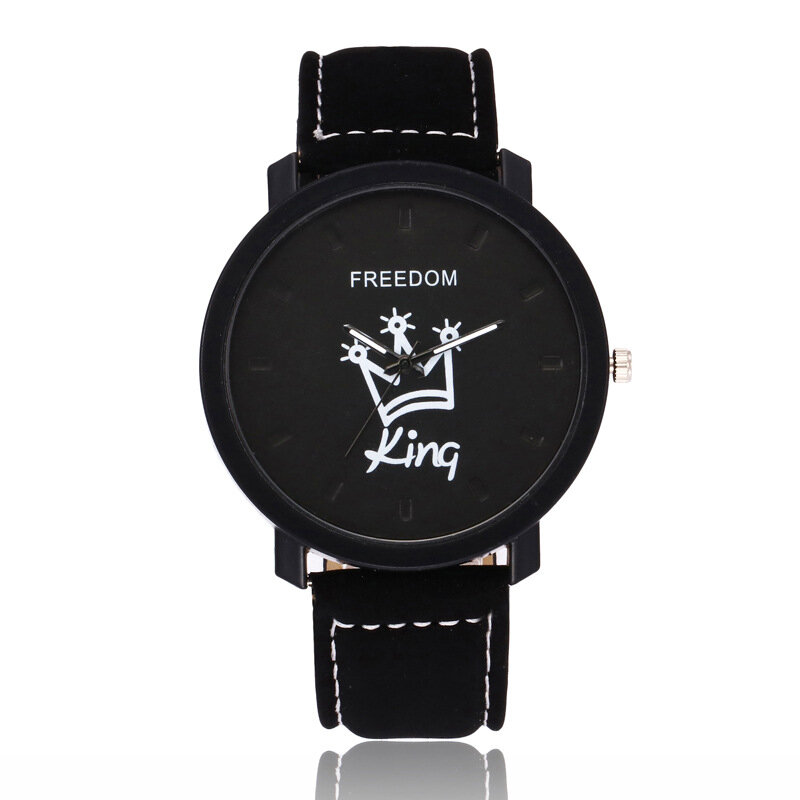 새로운 relogio 커플 시계 킹 & 퀸 가죽 쿼츠 시계 남성 숙녀 패션 스포츠 시계 남성 시계 여성 시계 선물