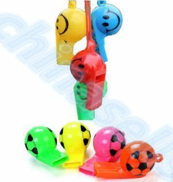 2 pçs colorido futebol engraçado cara crianças fãs apito cheerleading crianças apito foodball bola de futebol assobios com corda