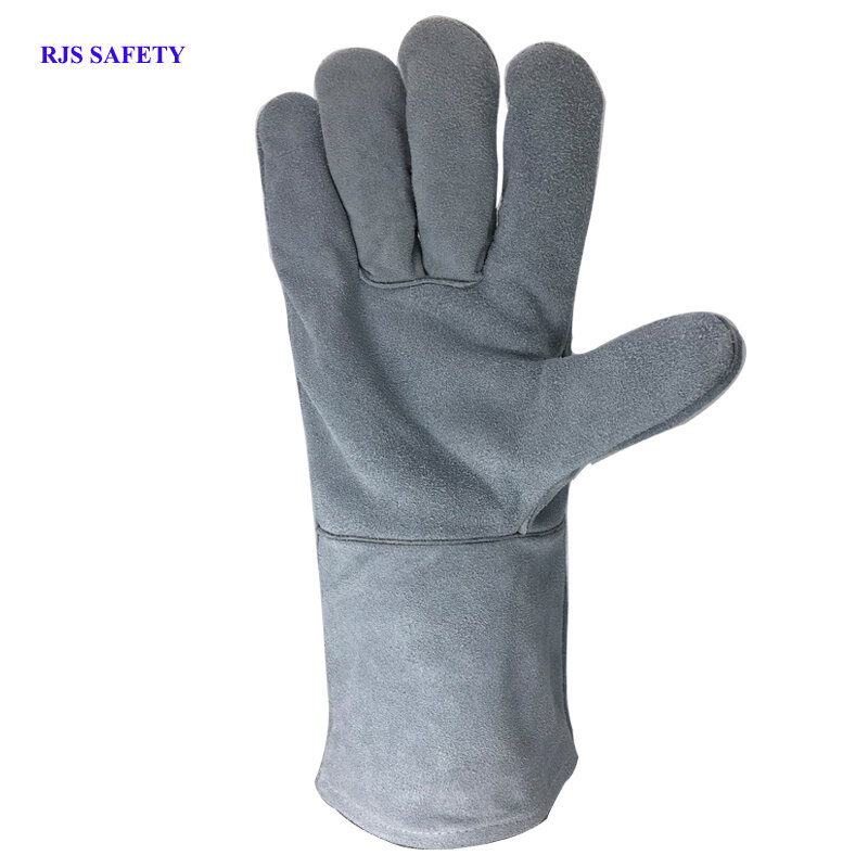 RJS-guantes de trabajo de seguridad para hombre, de cuero de vaca, para soldar, protectores de seguridad para deportes, resistentes al desgaste, NG8006