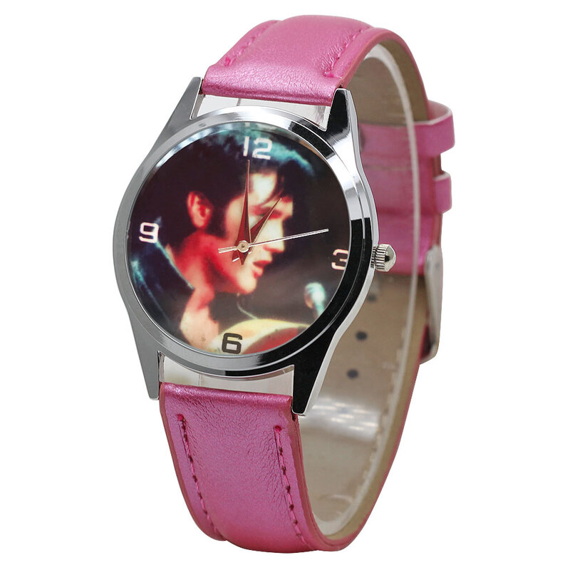 นาฬิกาเด็กการ์ตูนคลาสสิก ELVIS ควอตซ์ Boy กีฬานาฬิกาผู้หญิงสีชมพูหนังสร้อยข้อมือ Relogio