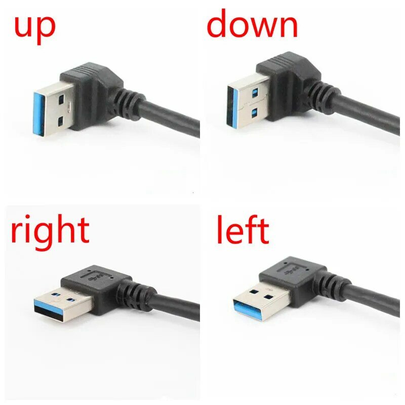 20cm USB 3,0 ángulo derecho/izquierdo/arriba/abajo Cable de extensión de 90 grados macho a hembra Cable adaptador Cables USB