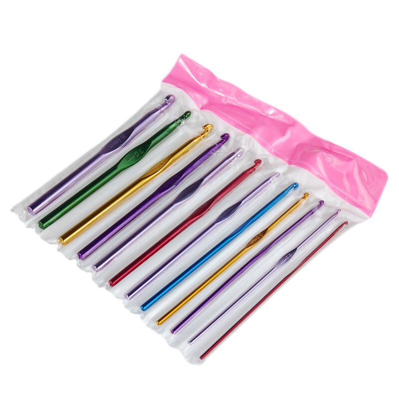 Популярные милые 12 шт Металлические Ручки вязания крючком набор спиц из алюминиевого бамбука (2 мм-8 мм)