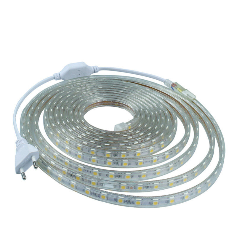 LED Strip 5050 220 V Tahan Air Fleksibel Lampu LED Tape 220 V Lampu Outdoor String 1 M 2 M 3 M 4 M 5 M 10 M 12 M 15 M 20 M 25 M 60 LED/M