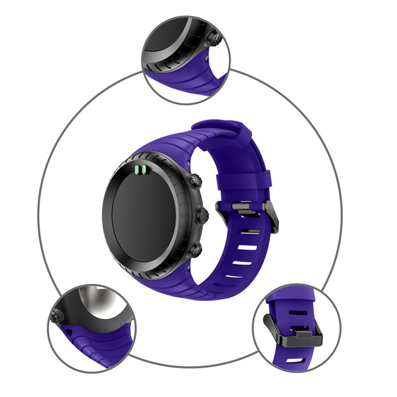 Tali Jam Tangan Silikon Lembut untuk Suunto Core Gelang Olahraga Pergelangan Tangan dengan Gesper Logam untuk Aksesori Jam Tangan Pintar Suunto Core