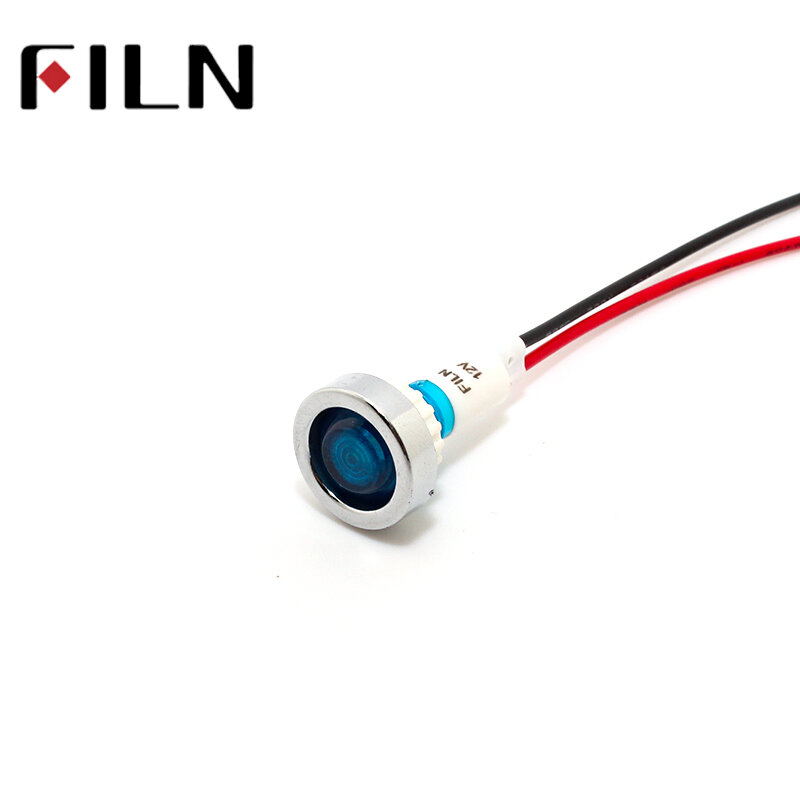 Filn verificador de plástico led com cabo de 20cm, lâmpada led de indicador de sinal de plástico com 10mm vermelho amarelo azul verde branco 12v 220v 24v