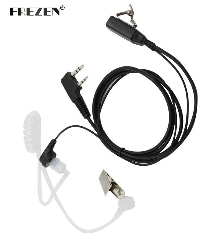 2 Pin Tabung Udara Earphone dengan PTT untuk Kenwood Walkie Talkie Baofeng UV-5R Lubang Suara