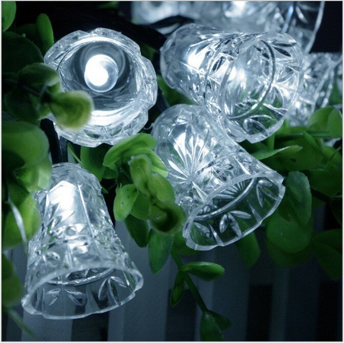 5M 20LEDs Christmas Bell Led String Solar Powered Fairy String Lights Lamps For Holiday Party Wedding Birthday Home Decoration