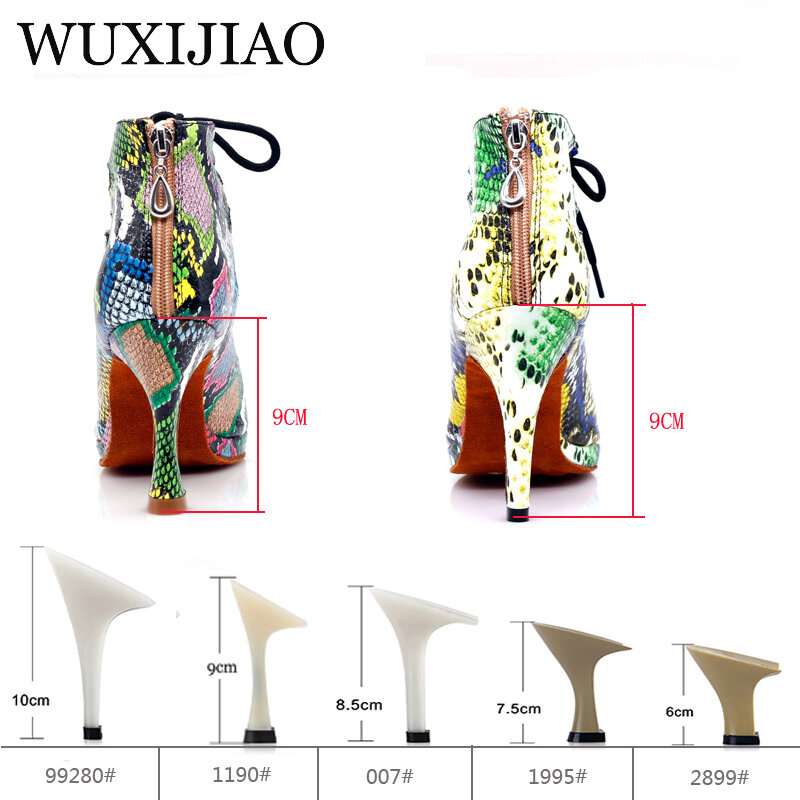 WUXIJIAO dance shoes for women Latin dance shoes trend snake texture Salsa dance shoes HEEL5CM-10CM