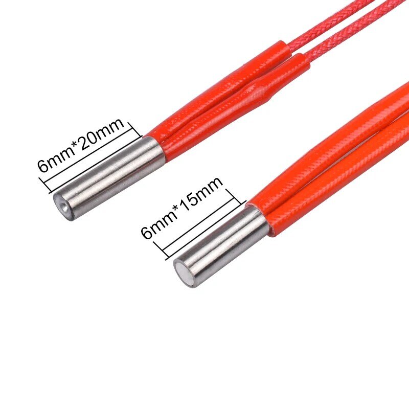 Piezas de impresora 3D Mendel 6x20 calentador de cartucho de 12V Reprap/24v  30 o 40W con cable de 100CM para pieza de impresora 3D j-head