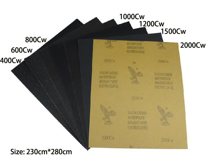 7 Fogli di Un Set Carta Abrasiva Carta Vetrata 400-2000 Grit 9 "X 11" Wet Dry Impermeabile