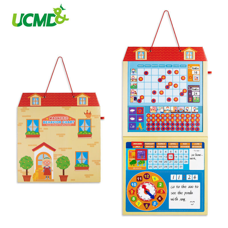 Cartoon Magnetic Calendar Kids Activity Reward Behavior Chart Early Learning Educational Toys Daily Weekly Planner Schedule Memo