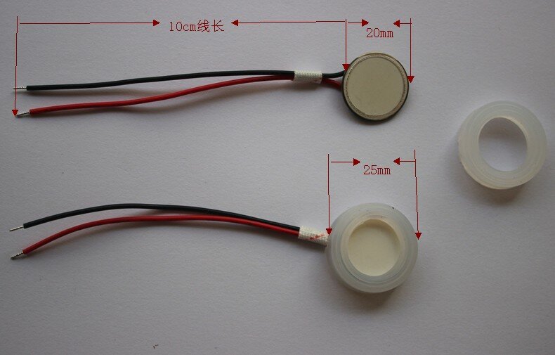 1 peça fabricante de névoa ultra-sônica 20mm, discos de cerâmica com fio e anel de vedação