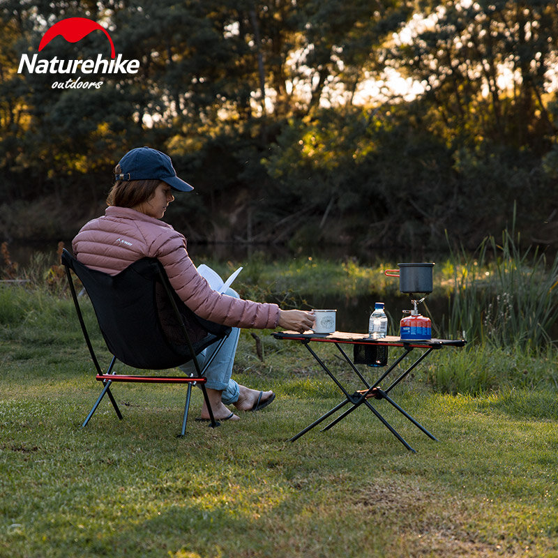 NatureHike Meja Piknik Dilipat Roll Up Portable Outdoor Lipat Memancing Meja Ultralight Aluminium Folding Camping Table