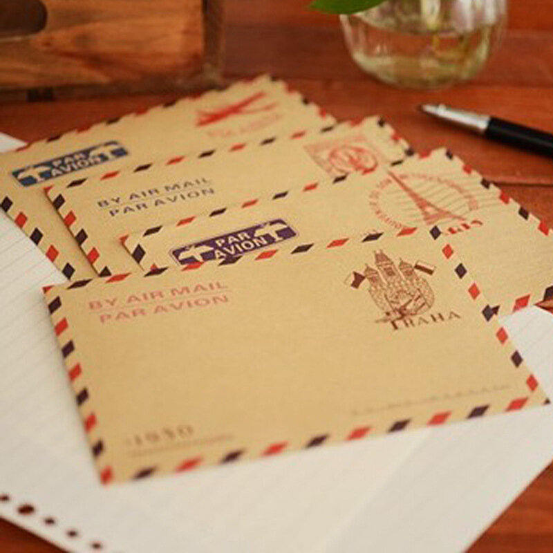 Mini sobre de papel de París Vintage Retro, papelería coreana Kawaii para tarjetas, moda linda, 10 unidades por lote