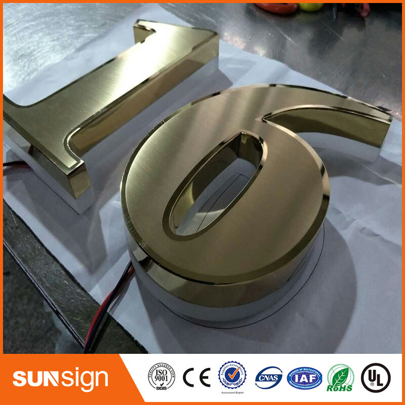 H 25cm SUS304 brushed house numbers custom backlit letters