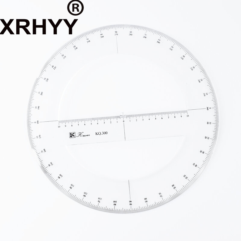 XRHYY 각도 눈금자 회전 360 도 측정 눈금자 투명 측정 도구 각도기 사무용품 (30 CM)