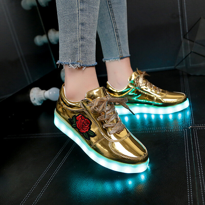 usb charge 26-44 EUR Size PU leather glowing sneaker girls shoes illuminated Luminous Sneaker boy & baby  Led shoes tenis