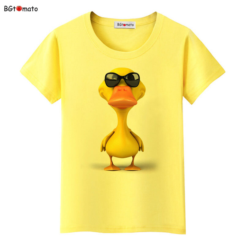 BGtomato новые стильные крутые объемные футболки с маленькой желтой уткой женские забавные дизайнерские милые футболки с животными брендовые качественные повседневные топы