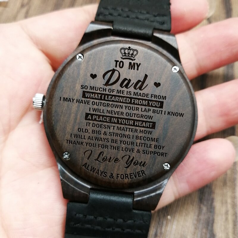 Reloj de madera grabado para mi papá, I LOVE YOU MAN, regalo de cumpleaños, Relojes personalizados, reloj de pulsera, regalos de madera
