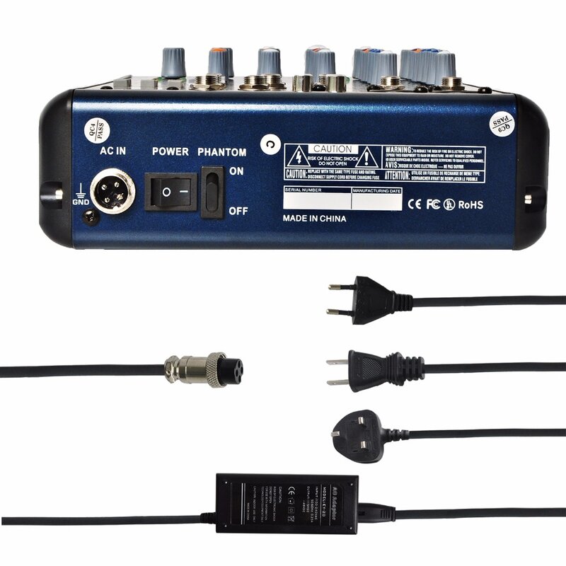 SMR6-Consola de mezcla de sonido profesional, con Bluetooth, 2 Mono + 2 estéreo, 6 canales, 3 bandas, EQ, 16 efectos DSP, USB